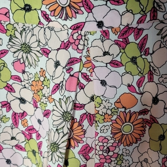 Jane & Delancey XL floral button-down blouse rayon longsleeve oversized pleated - Picture 6 of 9